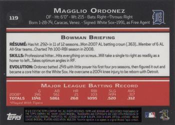 2009 Bowman Chrome Magglio Ordonez #119 Detroit Tigers