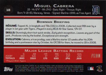 2009 Bowman Chrome Miguel Cabrera #18 Detroit Tigers