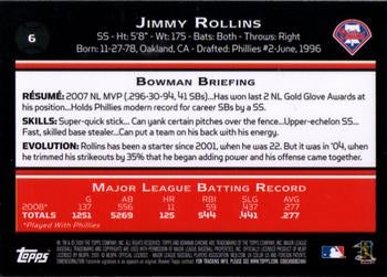 2009 Bowman Chrome Jimmy Rollins #6 Philadelphia Phillies