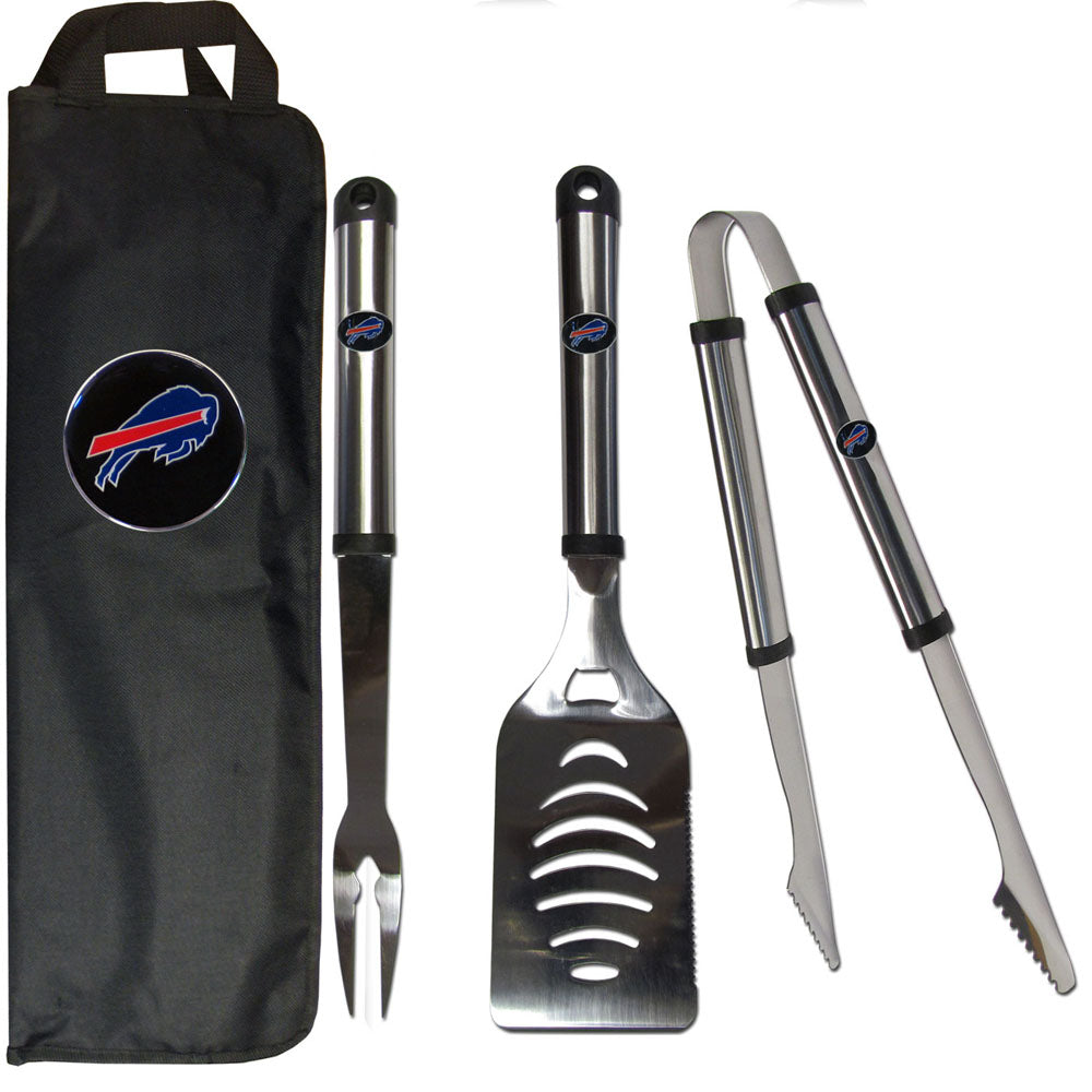 Buffalo Bills 3 Piece Steel BBQ Set with Bag