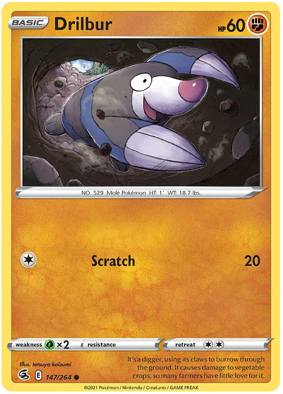 Sword and Shield Fusion Strike 147 Drilbur