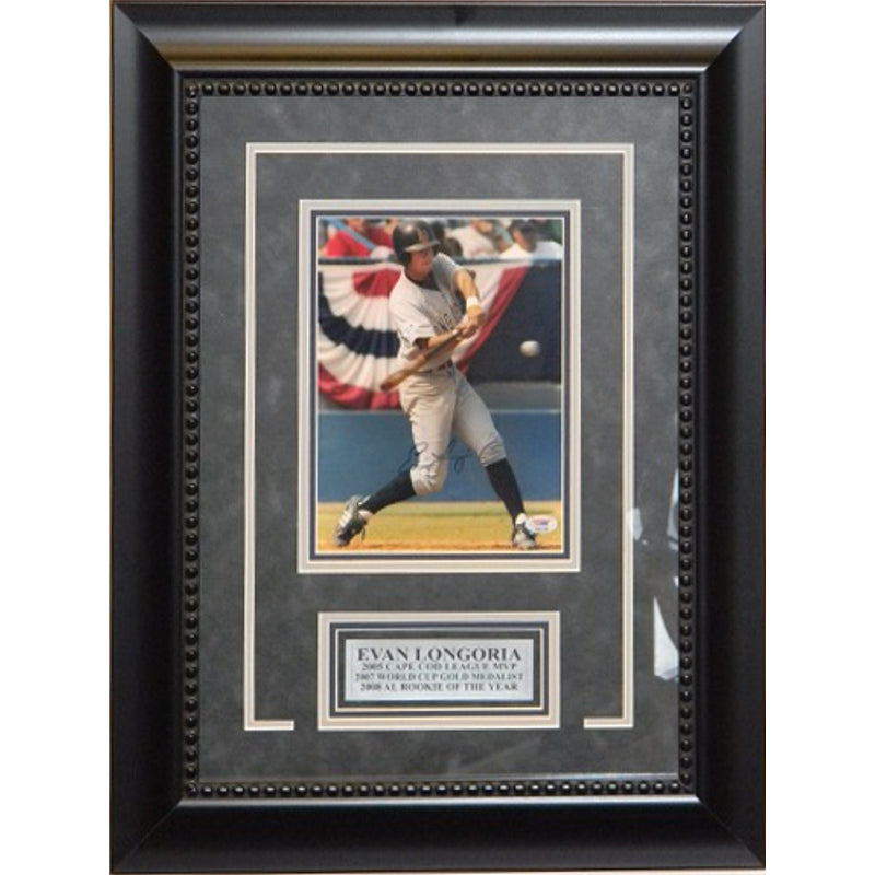 Evan Longoria Signed Autographed 8x10 Framed PSA/DNA