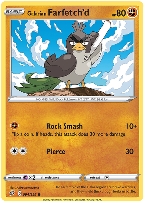 Sword and Shield Rebel Clash 094 Galarian Farfetch'd