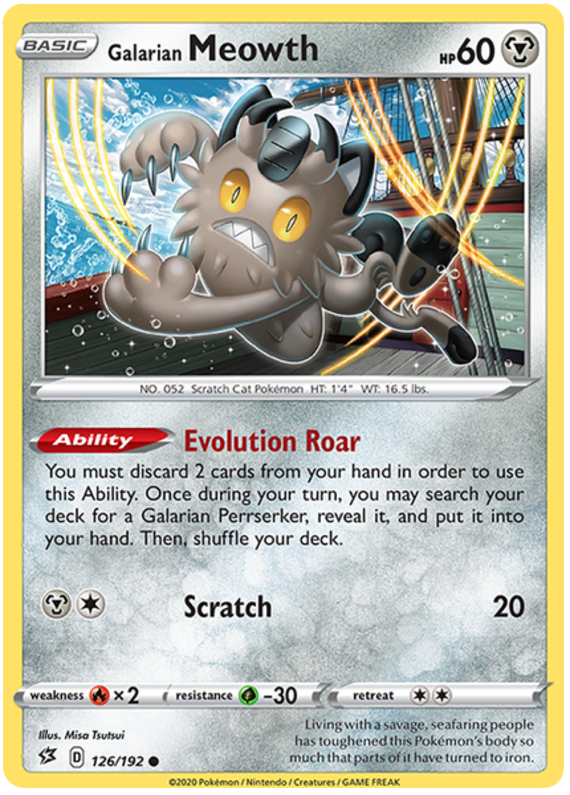 Sword and Shield Rebel Clash 126 Galarian Meowth