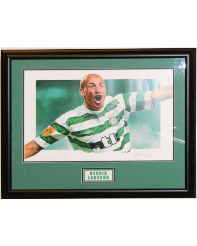 Henrik Larsson Signed Autographed 20x30 Framed Lithograph