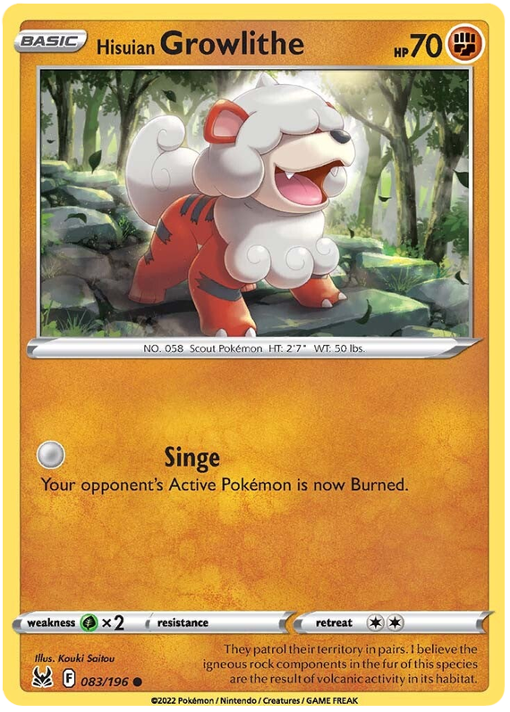 Sword and Shield Lost Origin 083 Hisuian Growlithe