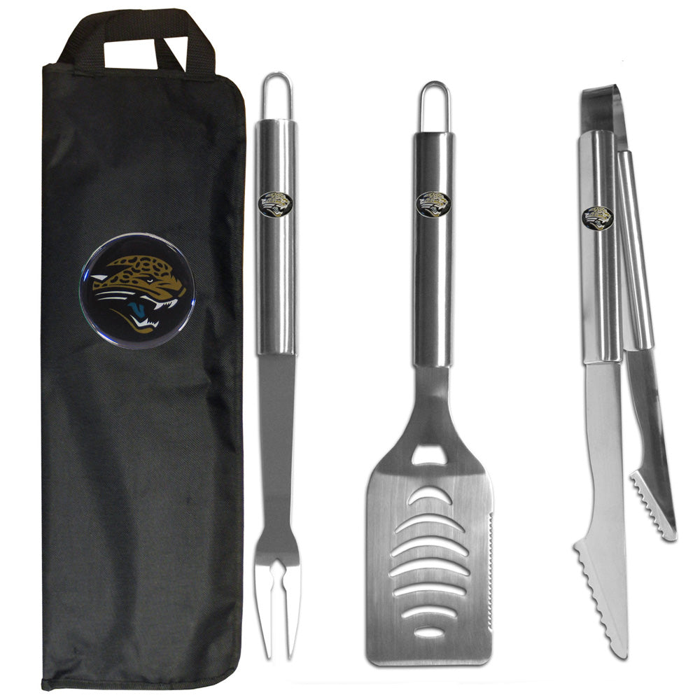 Jacksonville Jaguars 3 Piece Steel BBQ Set with Bag