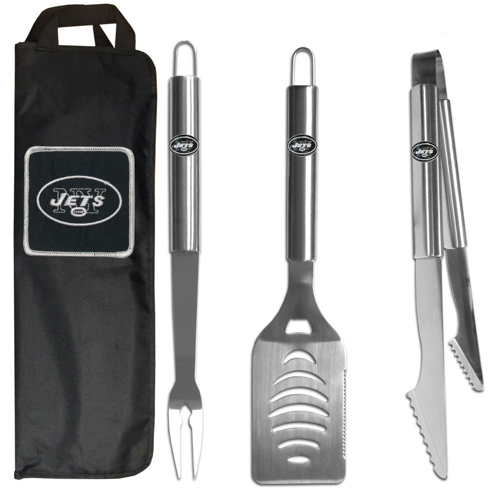New York Jets 3 Piece Steel BBQ Set with Bag