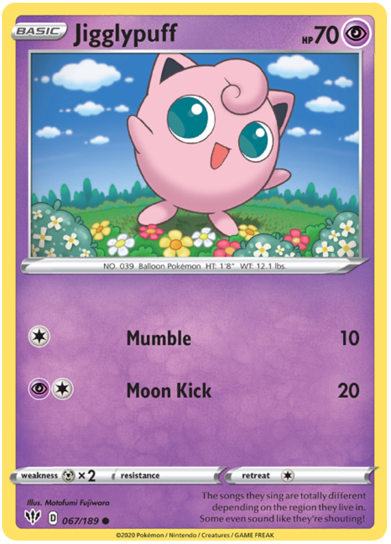 Sword and Shield Darkness Ablaze 067 Jigglypuff