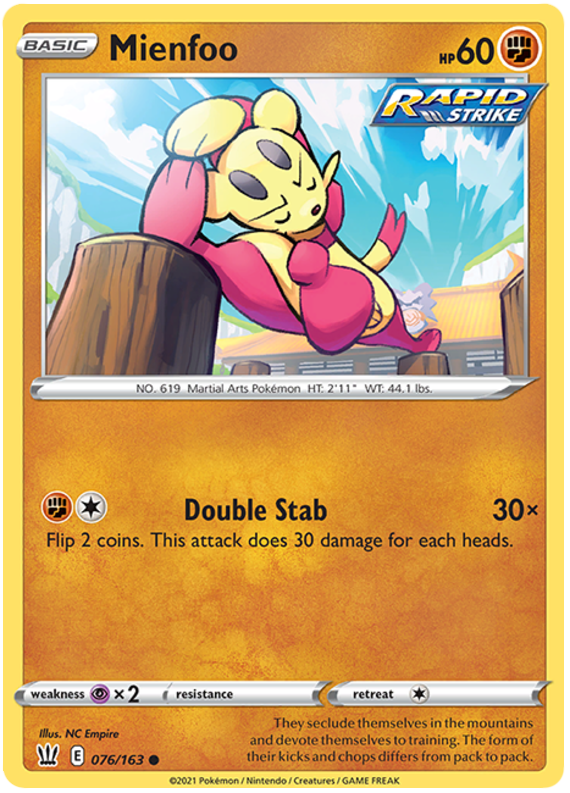 Sword and Shield Battle Styles 076 Mienfoo