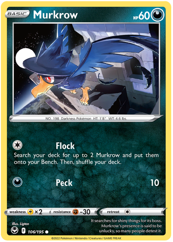 Sword and Shield Silver Tempest 106 Murkrow