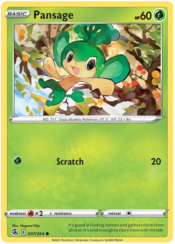 Sword and Shield Fusion Strike 007 Pansage