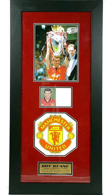 Roy Keane Signed Autographed Cut Framed with 8x10 Photo Holding The Carling Cup