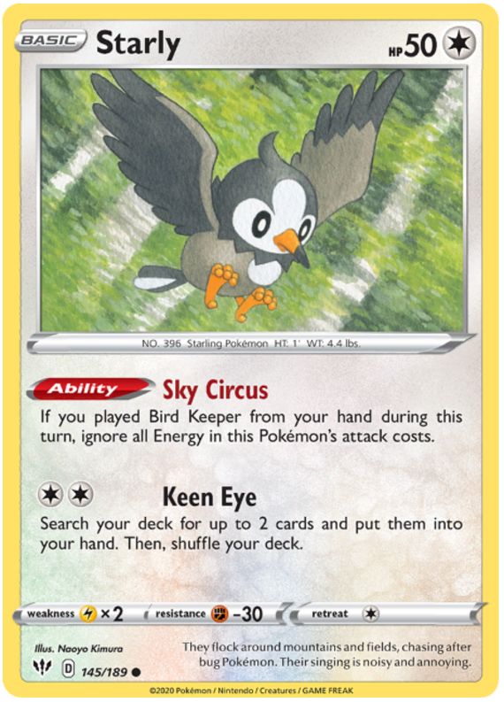Sword and Shield Darkness Ablaze 145 Starly