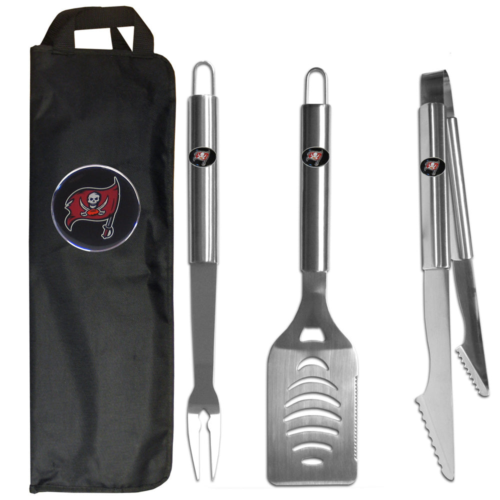Tampa Bay Buccaneers 3 Piece Steel BBQ Set with Bag