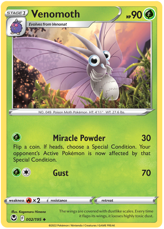 Sword and Shield Silver Tempest 002 Venomoth
