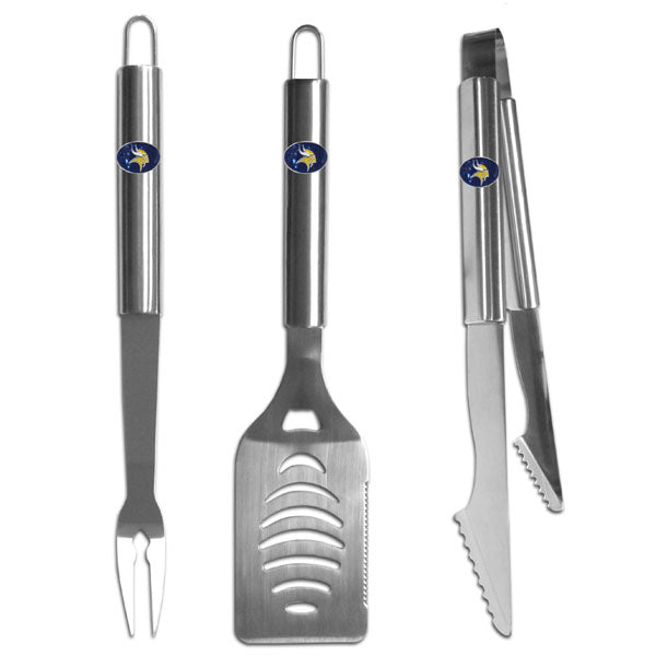 Minnesota Vikings 3 Piece Steel BBQ Set with Bag