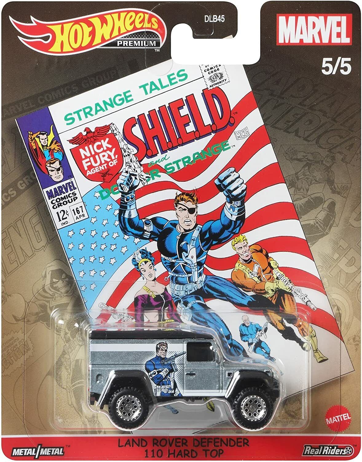 Hot Wheels Premium Pop Culture Marvel 5/5 Land Rover Defender 110 Hard Top - walk-of-famesports