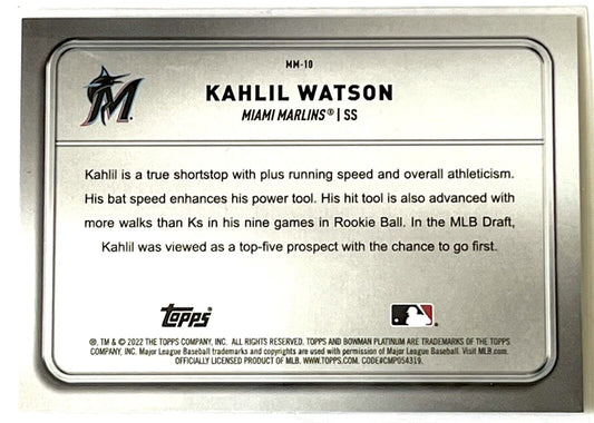 2022 Bowman Platinum Minted in Merit Kahlil Watson #MM-10 Miami Marlins