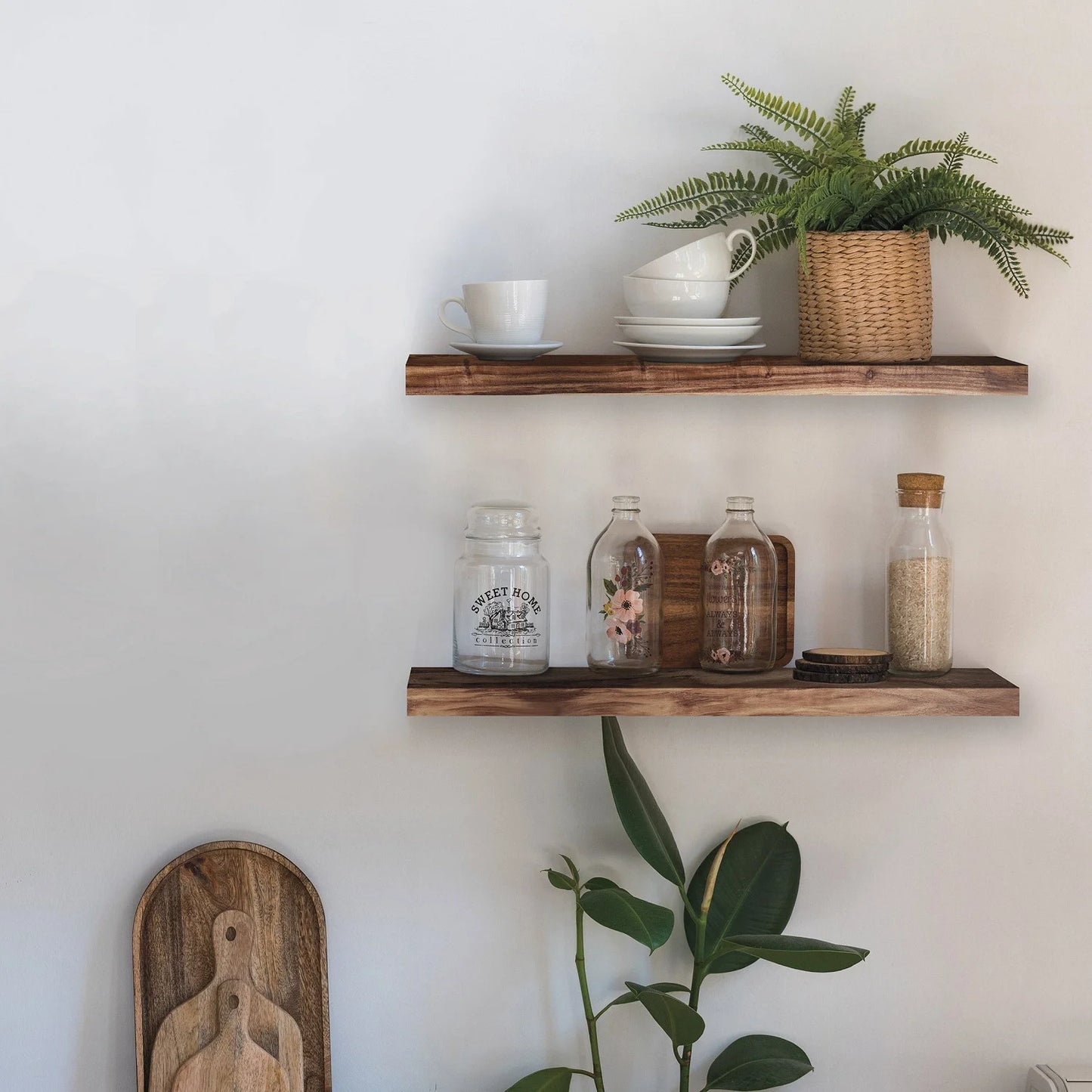 Vision Home Acacia Floating Shelves, 24" (Set of 2)
