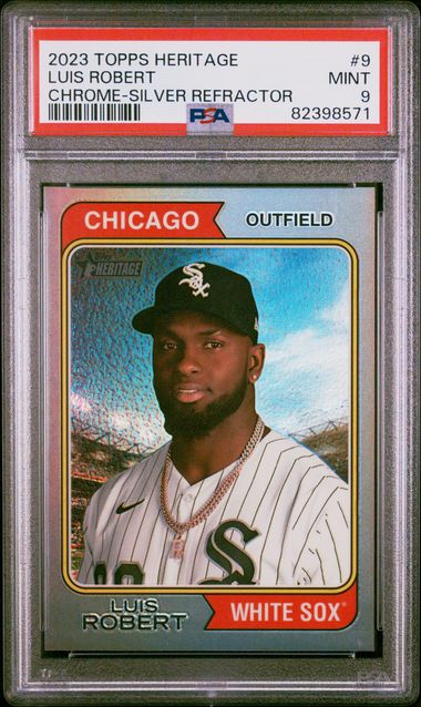2023 Topps Heritage 52/374 Luis Robert Chrome Silver Refractor #9 PSA 9 Mint