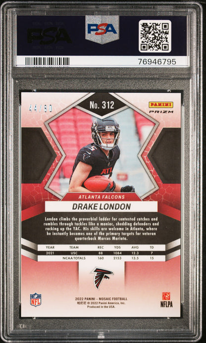 2022 Panini Mosaic Fusion Red/Yellow Choice id#/80 Drake London Rookie #312 PSA 9 Mint - walk-of-famesports