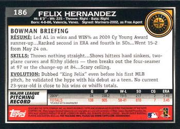 2010 Bowman Felix Hernandez #186 Seattle Mariners