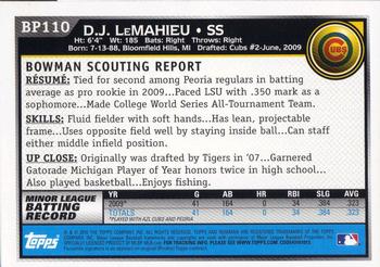 2010 Bowman Prospects  #BP110 D.J. LeMahieu Chicago Cubs