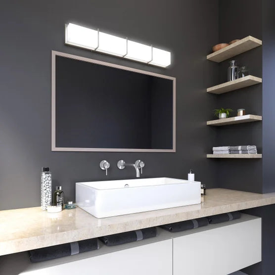 Subway 35 in. 4-Light Stainless Steel Modern Integrated LED Vanity Light Bar for Bathroom - Open Box