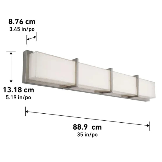 Subway 35 in. 4-Light Stainless Steel Modern Integrated LED Vanity Light Bar for Bathroom - Open Box
