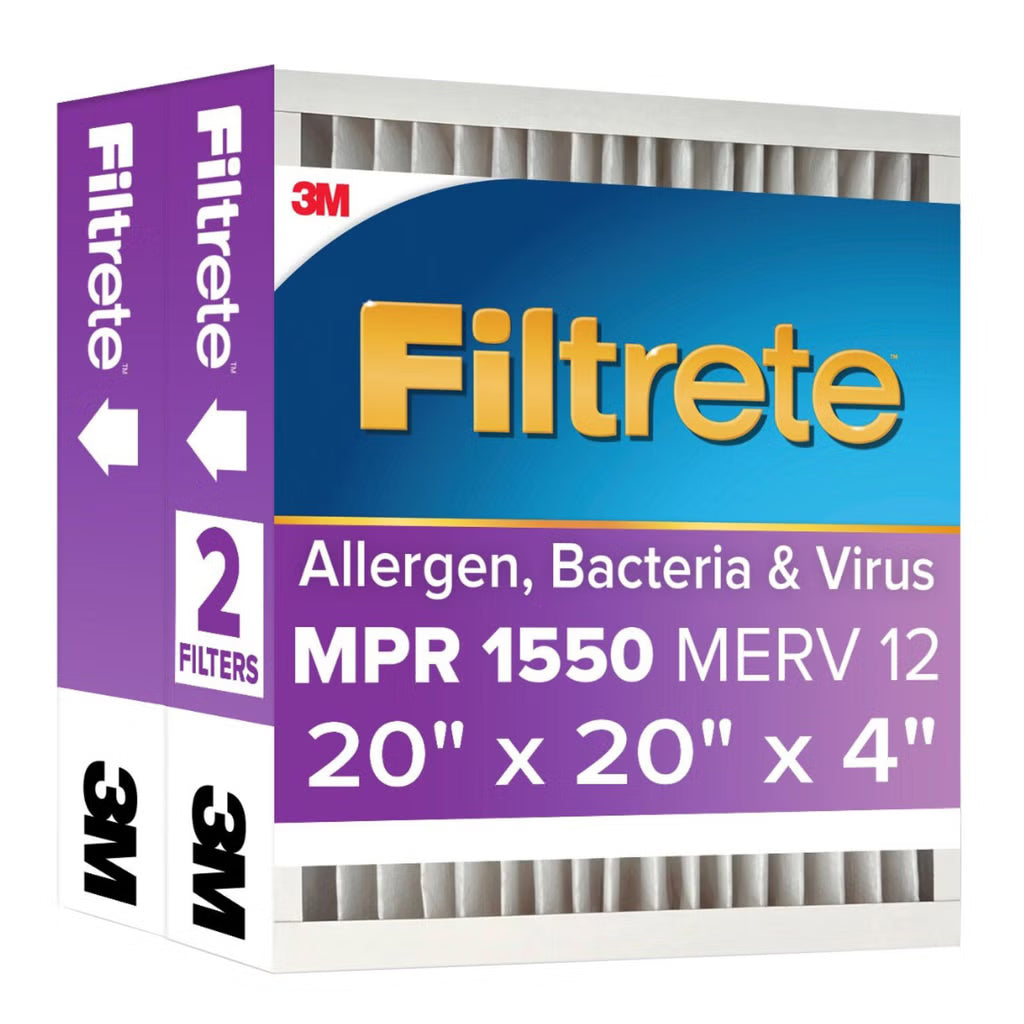 Filtrete HVAC Furnace Air Filter, MPR 1550 MERV 12, Ultra Allergen Reduction, 2 Pack