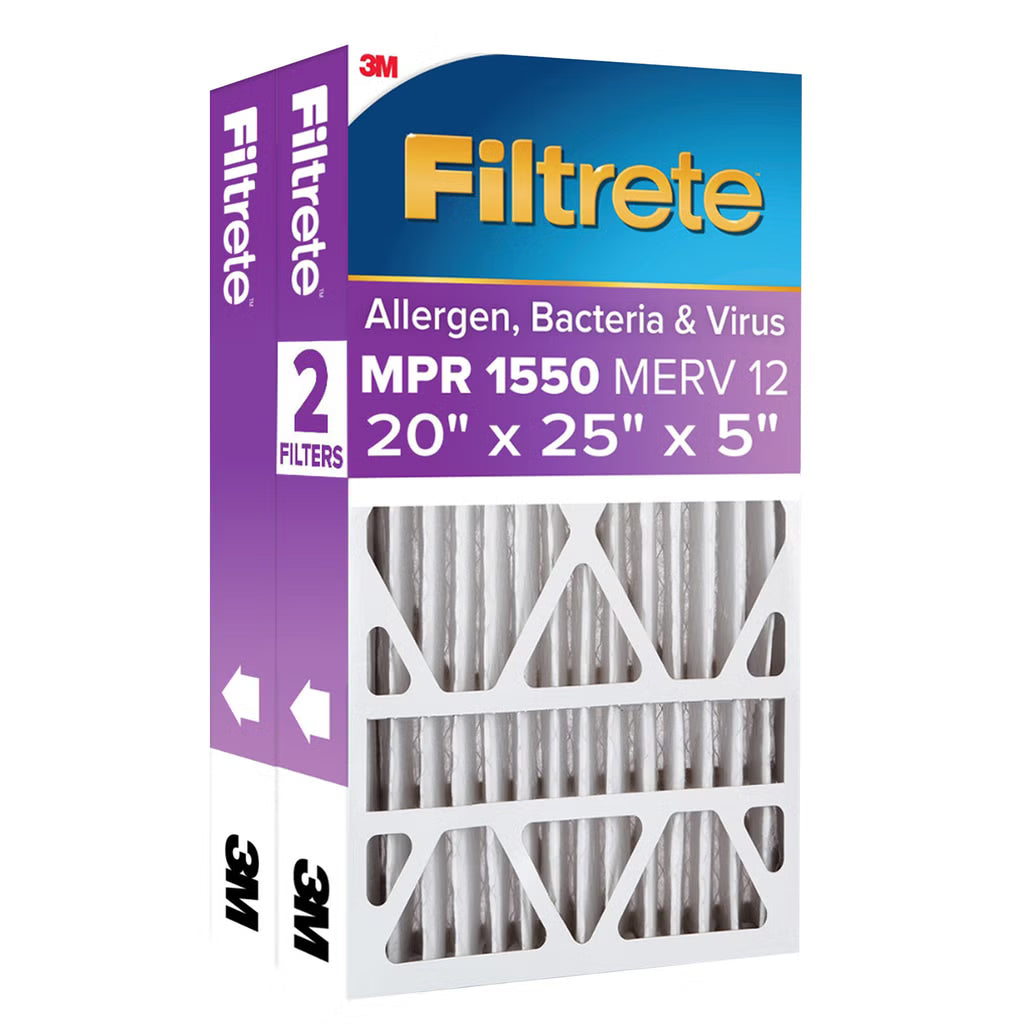 Filtrete HVAC Furnace Air Filter, MPR 1550 MERV 12, Ultra Allergen Reduction, 2 Pack