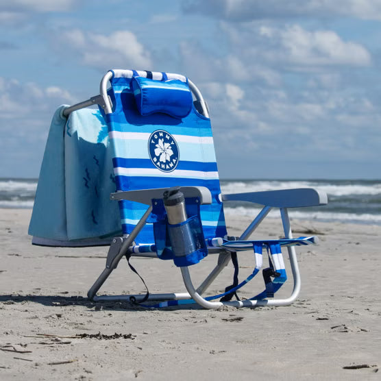 Tommy Bahama Backpack Beach Chair 2-Pack Blue Stripes