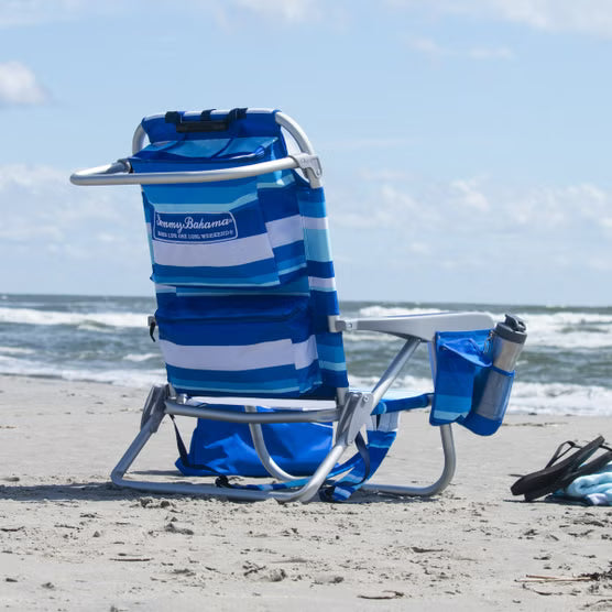 Tommy Bahama Backpack Beach Chair 2-Pack Blue Stripes