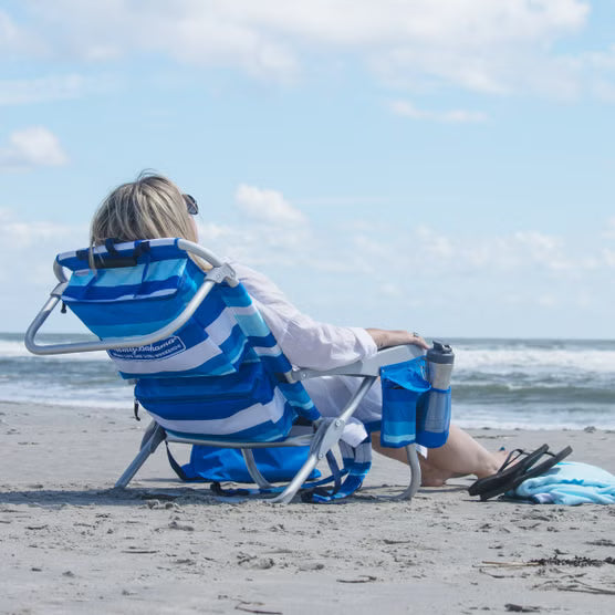 Tommy Bahama Backpack Beach Chair 2-Pack Blue Stripes