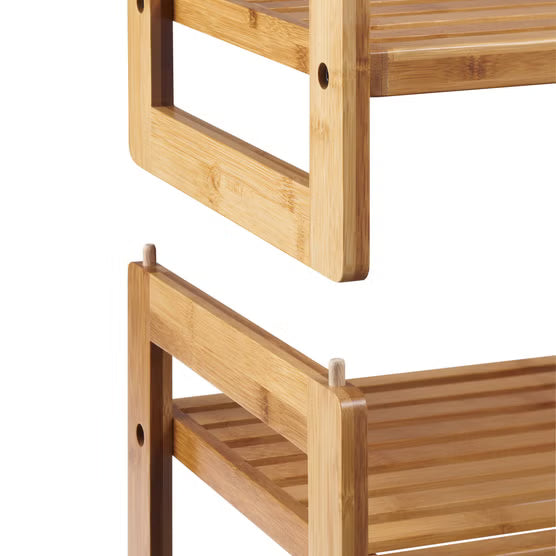 Bamboo 2-Tier Shoe Rack Storage Organizer – Set of 2