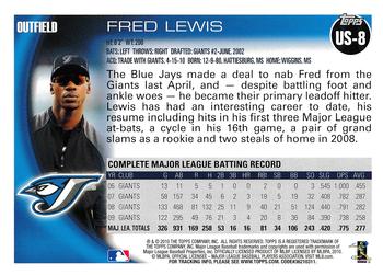 2010 Topps Update Fred Lewis US-8 Toronto Blue Jays