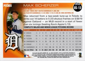 2010 Topps Update Max Scherzer US-13 Detroit Tigers