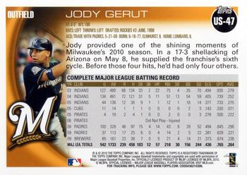 2010 Topps Update Jody Gerut US-47 Milwaukee Brewers