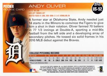 2010 Topps Update Andy Oliver RC US-52 Detroit Tigers