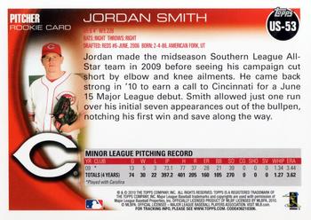 2010 Topps Update Jordan Smith RC US-53 Cincinnati Reds