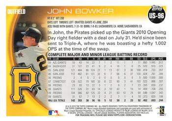 2010 Topps Update John Bowker US-96 Pittsburgh Pirates