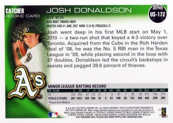 2010 Topps Update Josh Donaldson RC US-172 Oakland Athletics