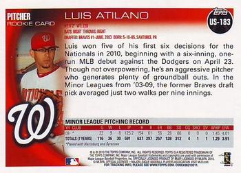 2010 Topps Update Luis Atilano RC US-183 Washington Nationals
