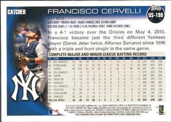 2010 Topps Update Francisco Cervelli US-198 New York Yankees