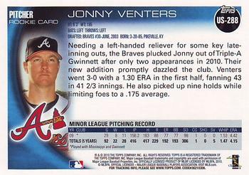 2010 Topps Update Jonny Venters RC US-288 Atlanta Braves