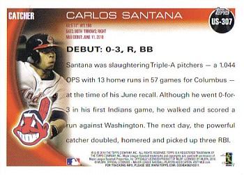 2010 Topps Update Carlos Santana RD US-307 Cleveland Indians