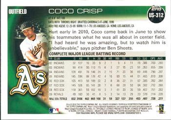 2010 Topps Update Coco Crisp US-312 Oakland Athletics