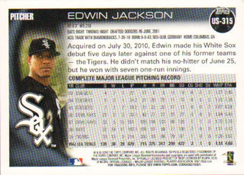 2010 Topps Update Edwin Jackson US-315 Chicago White Sox