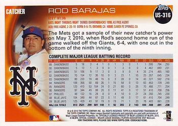 2010 Topps Update Rod Barajas US-316 New York Mets